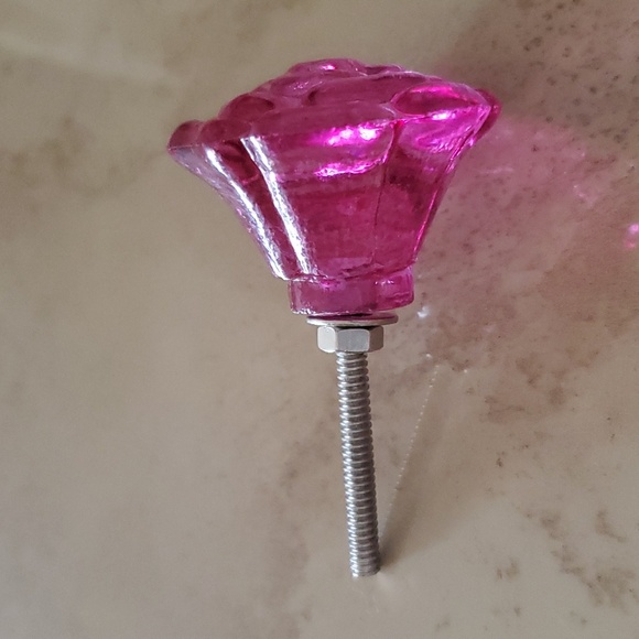 **SALE**Raspberry Pink Glass Flower Knob - Picture 2 of 2